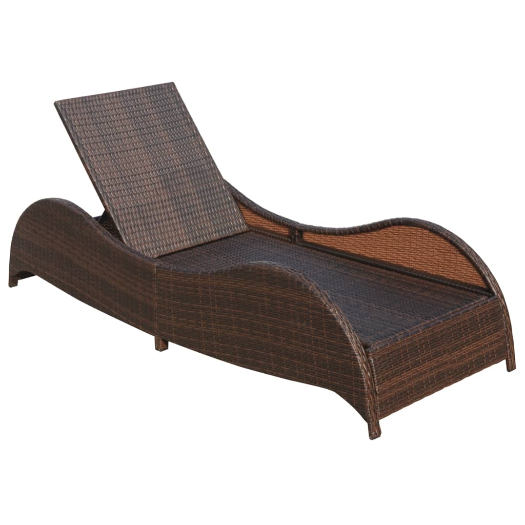 Lettino Prendisole con Cuscino in Polyrattan Marrone - homemem39