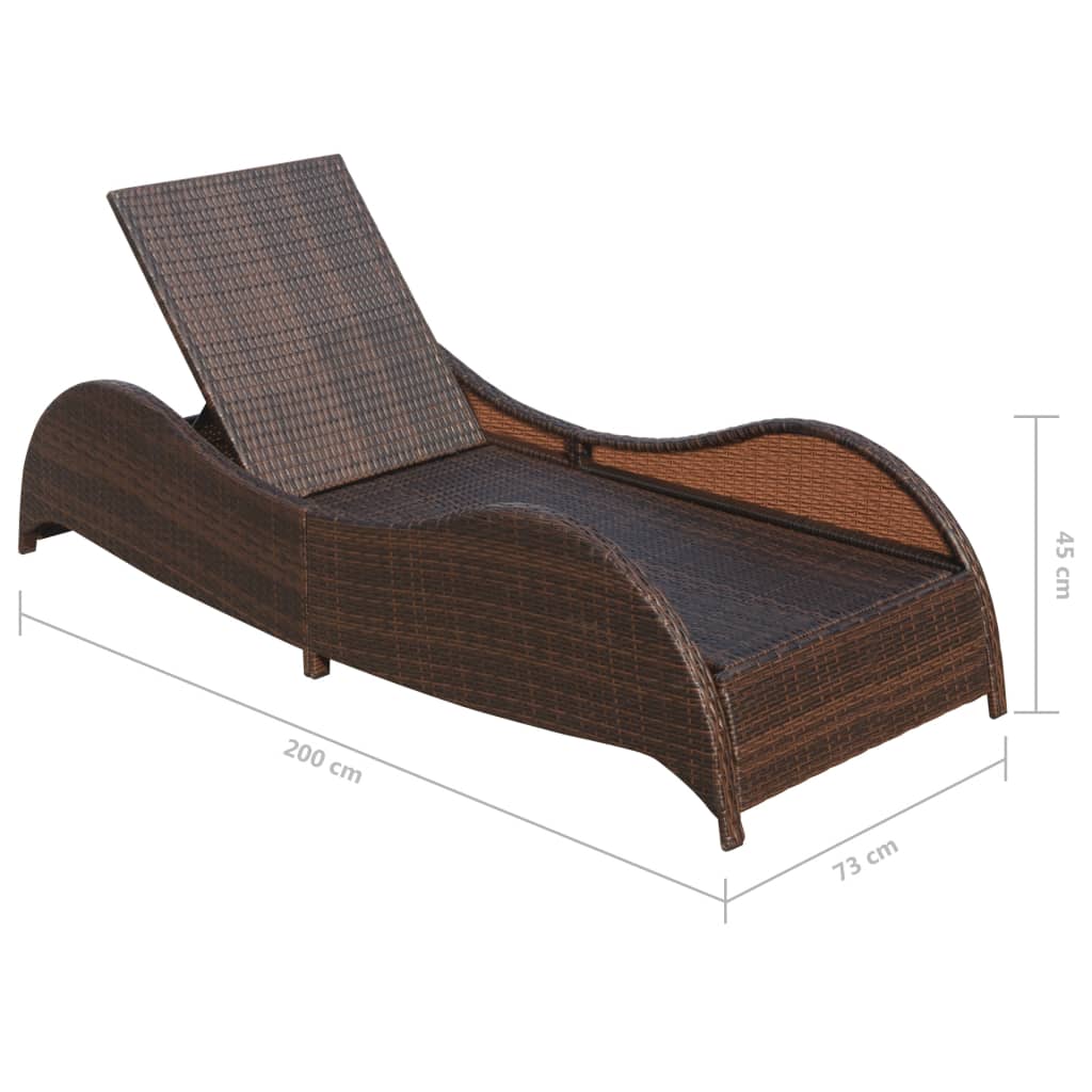 Lettino Prendisole con Cuscino in Polyrattan Marrone - homemem39