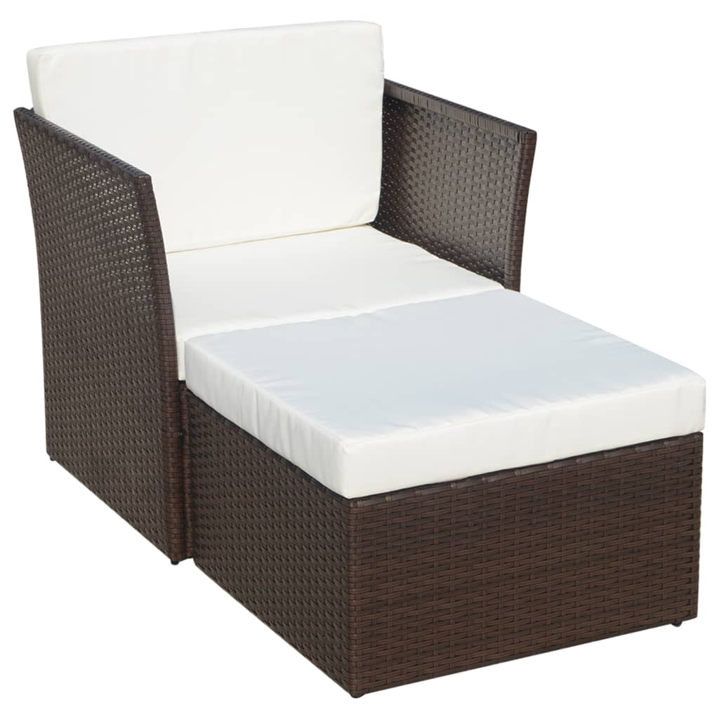 Sedia da Giardino con Poggiapiedi in Polyrattan Marrone - homemem39