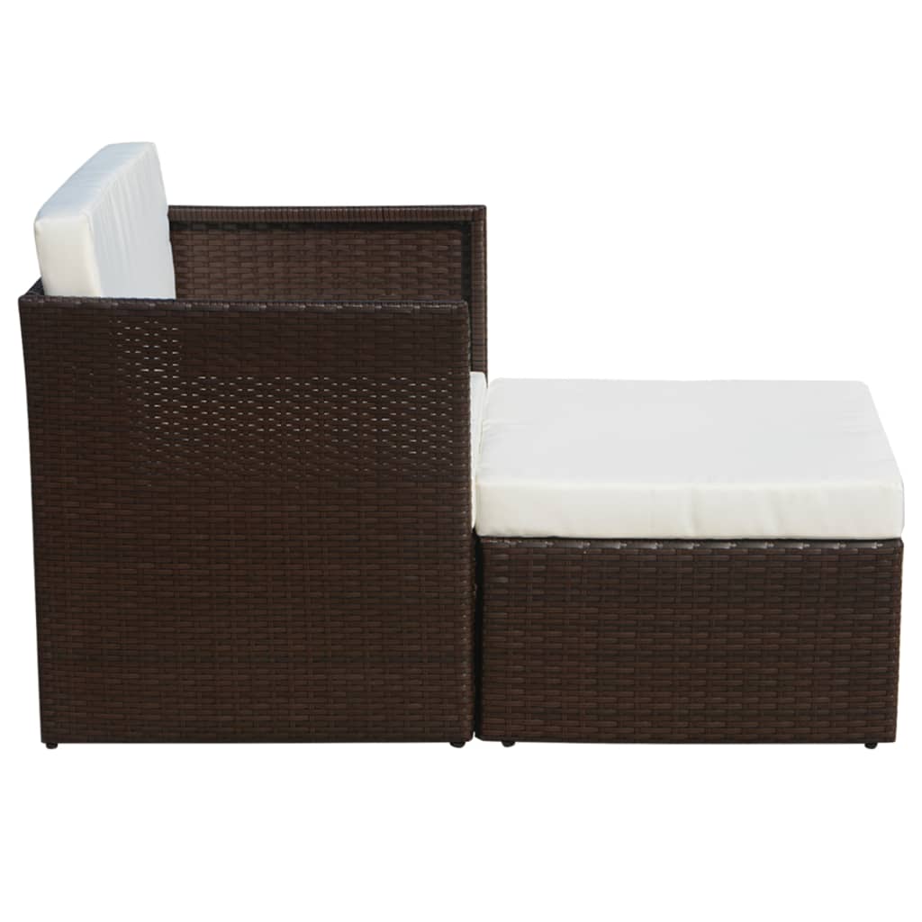 Sedia da Giardino con Poggiapiedi in Polyrattan Marrone - homemem39