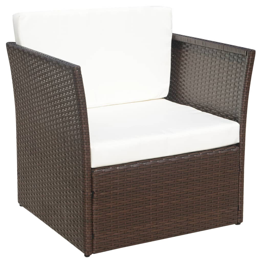 Sedia da Giardino con Poggiapiedi in Polyrattan Marrone - homemem39