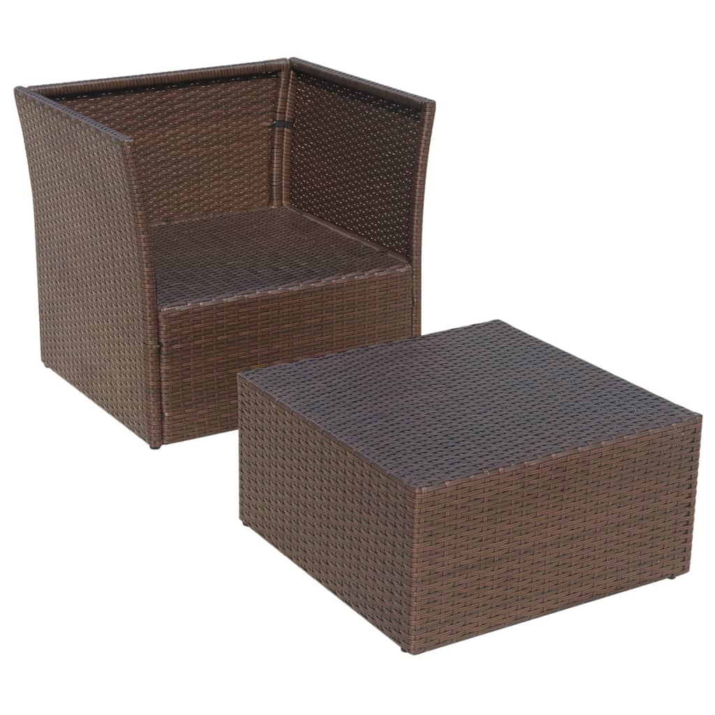 Sedia da Giardino con Poggiapiedi in Polyrattan Marrone - homemem39