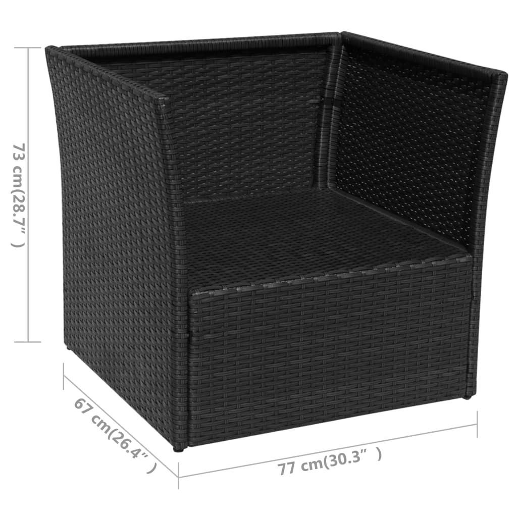 Sedia da Giardino con Poggiapiedi in Polyrattan Nero - homemem39