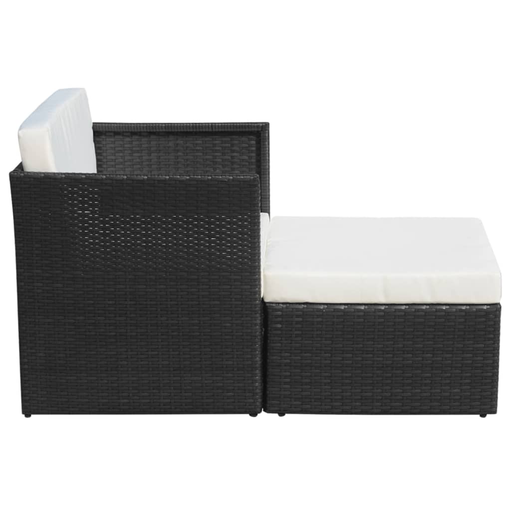 Sedia da Giardino con Poggiapiedi in Polyrattan Nero - homemem39