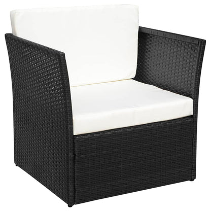 Sedia da Giardino con Poggiapiedi in Polyrattan Nero - homemem39