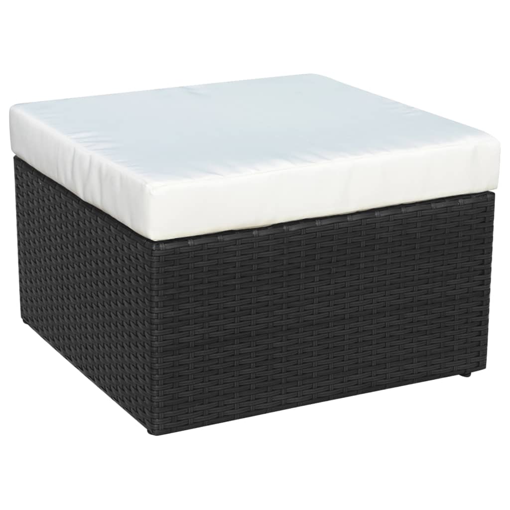 Sedia da Giardino con Poggiapiedi in Polyrattan Nero - homemem39