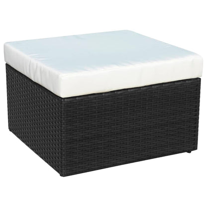 Sedia da Giardino con Poggiapiedi in Polyrattan Nero - homemem39