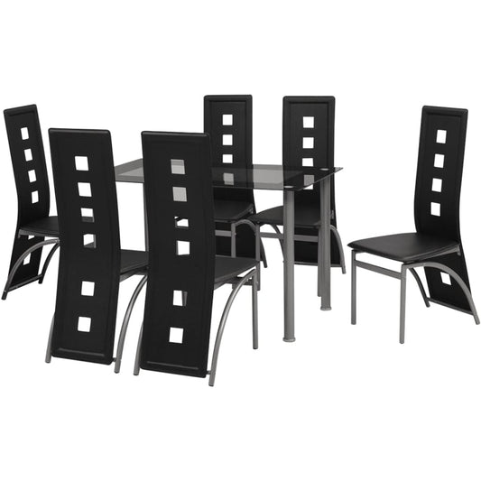 Set Tavolo da Pranzo 7 pz Nero - homemem39