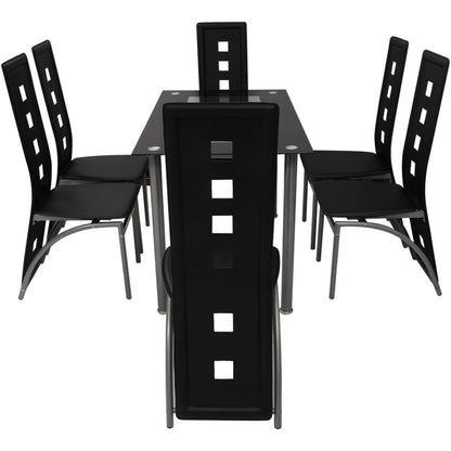 Set Tavolo da Pranzo 7 pz Nero - homemem39