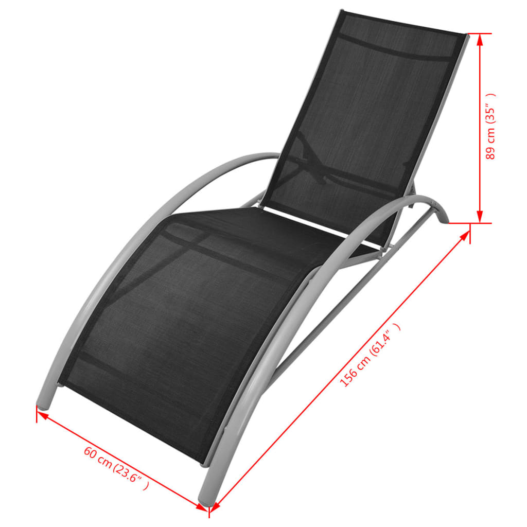 Lettini Prendisole con Tavolino in Alluminio Nero - homemem39