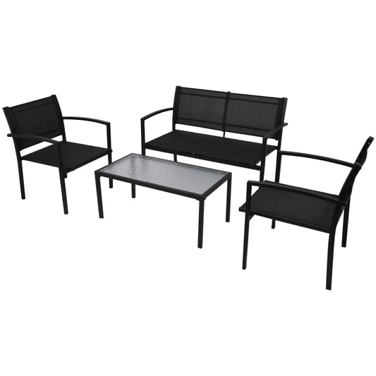 Set da Pranzo da Giardino 4 pz in Textilene Nero - homemem39