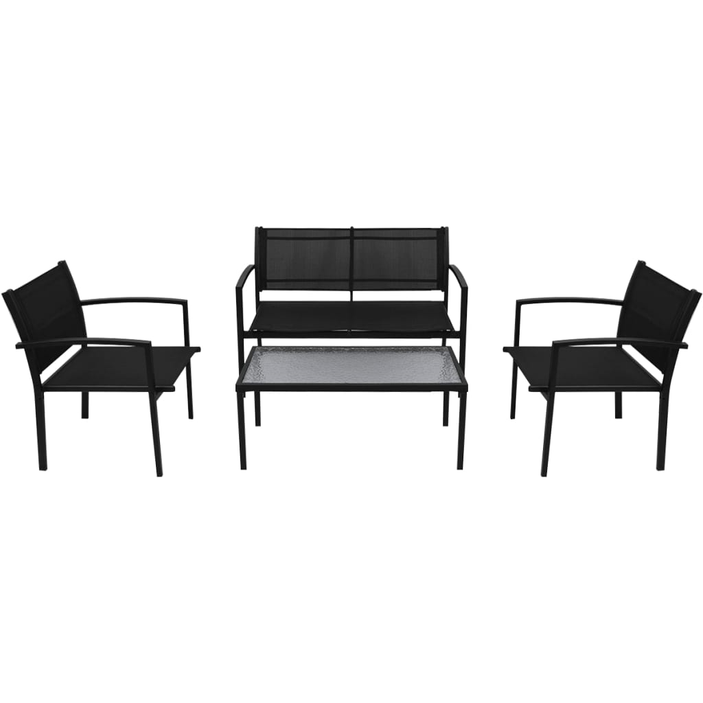 Set da Pranzo da Giardino 4 pz in Textilene Nero - homemem39