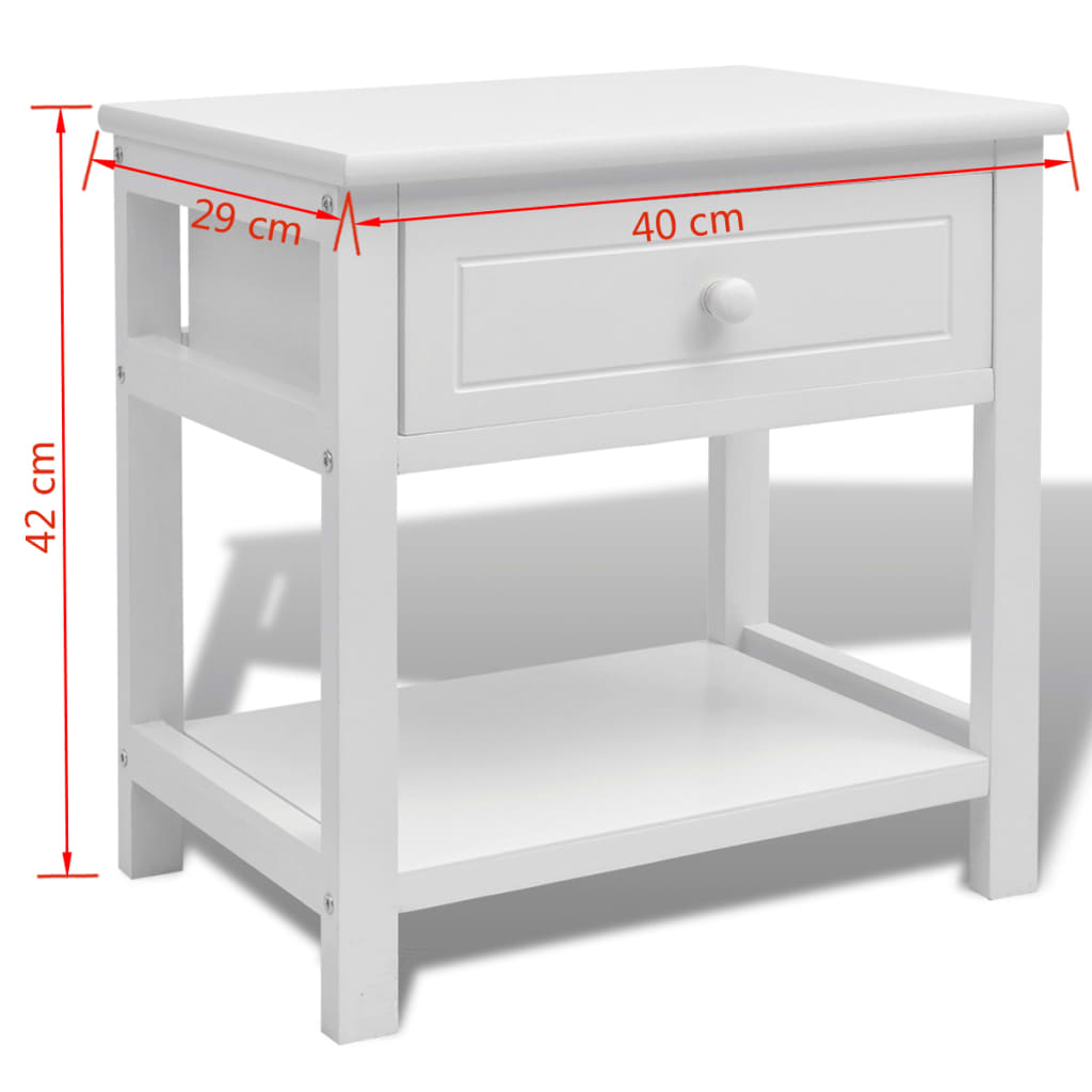 Comodini 2 pezzi Bianchi in Legno - homemem39