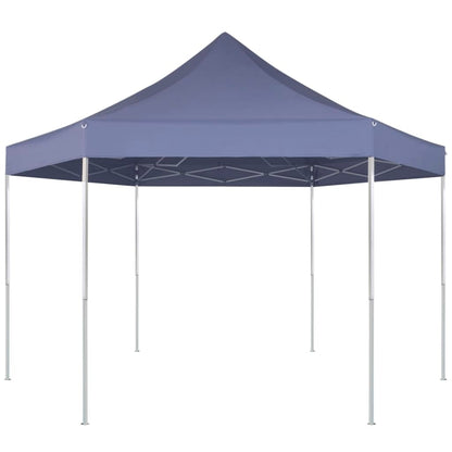 Gazebo Pieghevole Esagonale Pop-Up Blu Scuro 3,6x3,1 m - homemem39