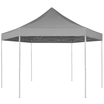 Gazebo Pieghevole Esagonale Pop-Up Grigio 3,6x3,1 m - homemem39