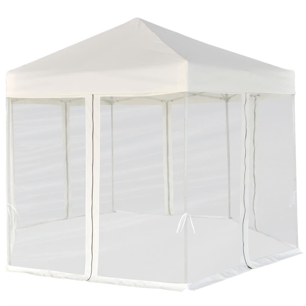 Gazebo Pieghevole Esagonale Pop-Up con 6 Pareti Crema 3,6x3,1 m - homemem39