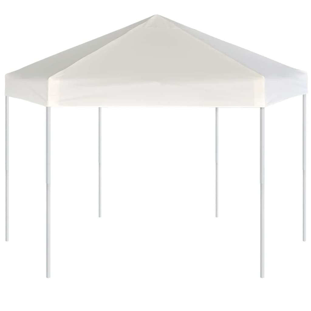 Gazebo Pieghevole Esagonale Pop-Up con 6 Pareti Crema 3,6x3,1 m - homemem39