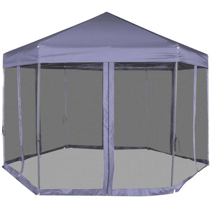 Gazebo Esagonale Pop-Up con 6 Pareti Blu Scuro 3,6x3,1 m - homemem39