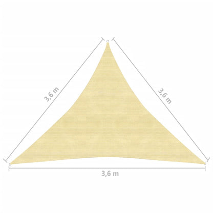 Parasole a Vela HDPE Triangolare 3,6x3,6x3,6 m Beige - homemem39