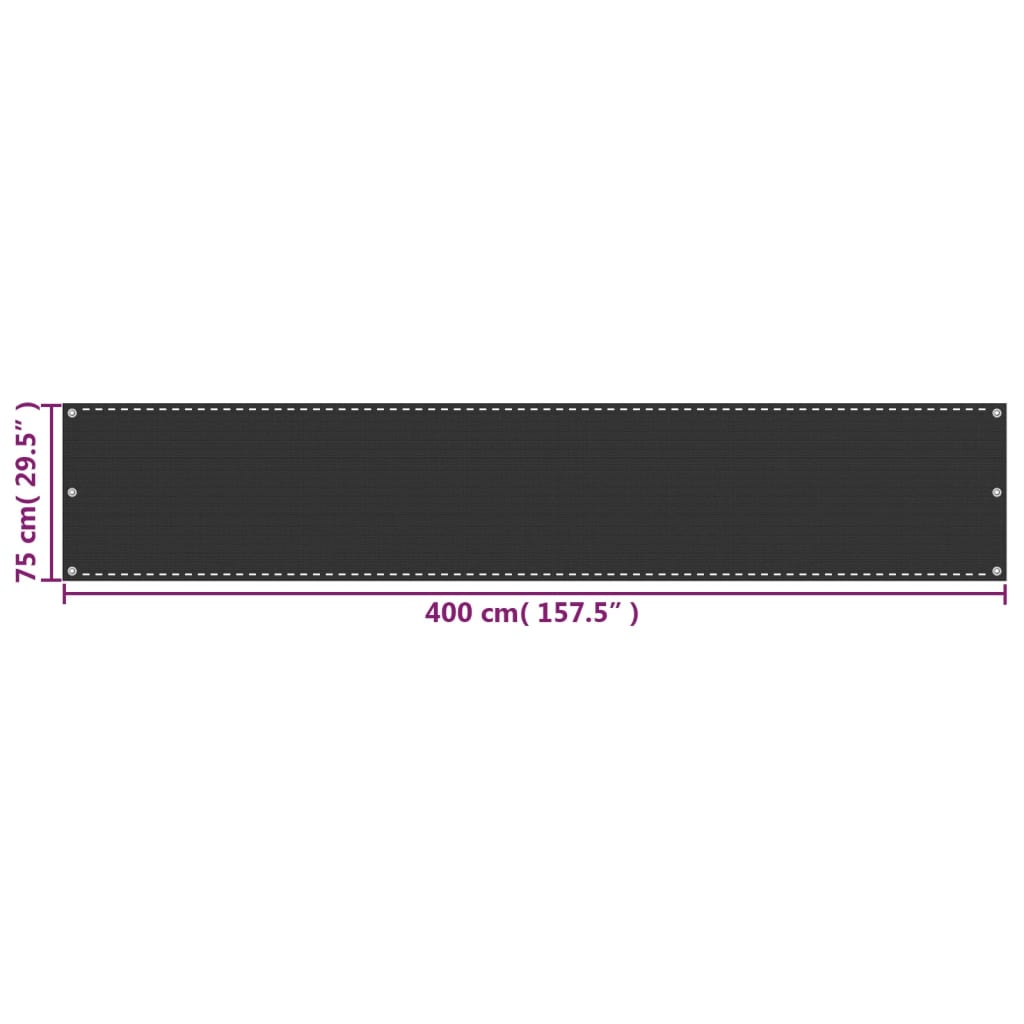 Paravento da Balcone HDPE 75x400 cm Antracite - homemem39