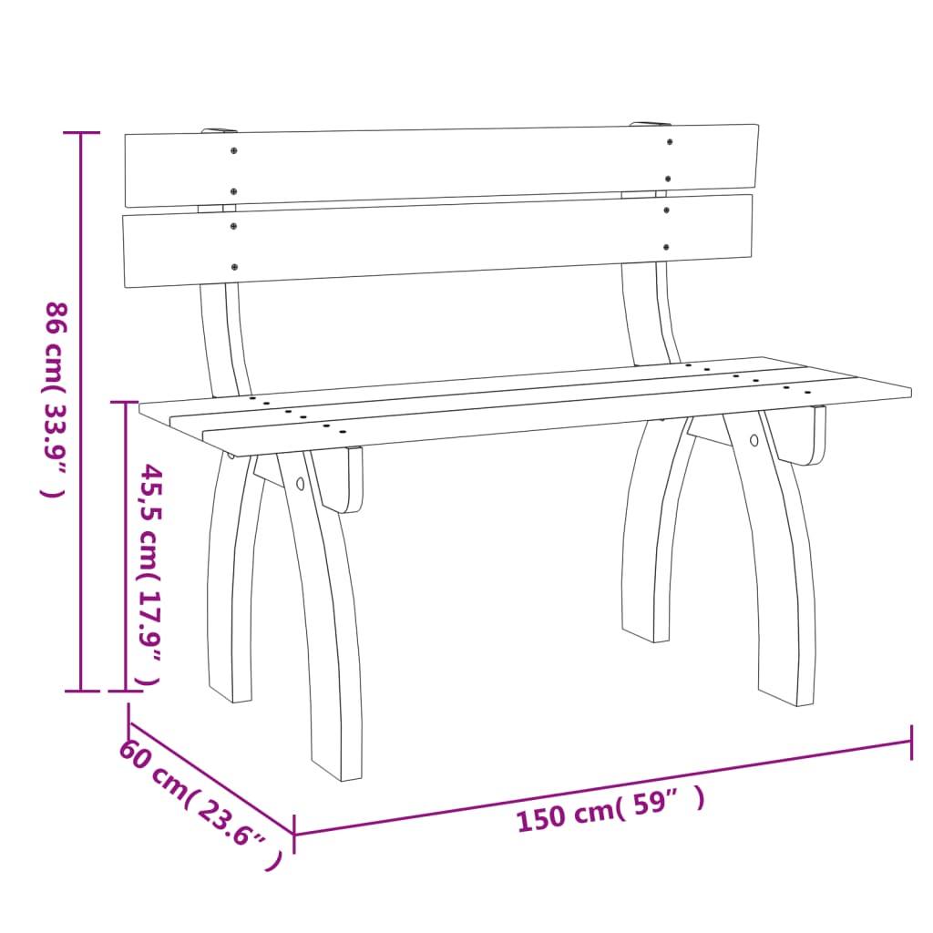 Panca da Giardino 150 cm in Legno di Pino Impregnato - homemem39