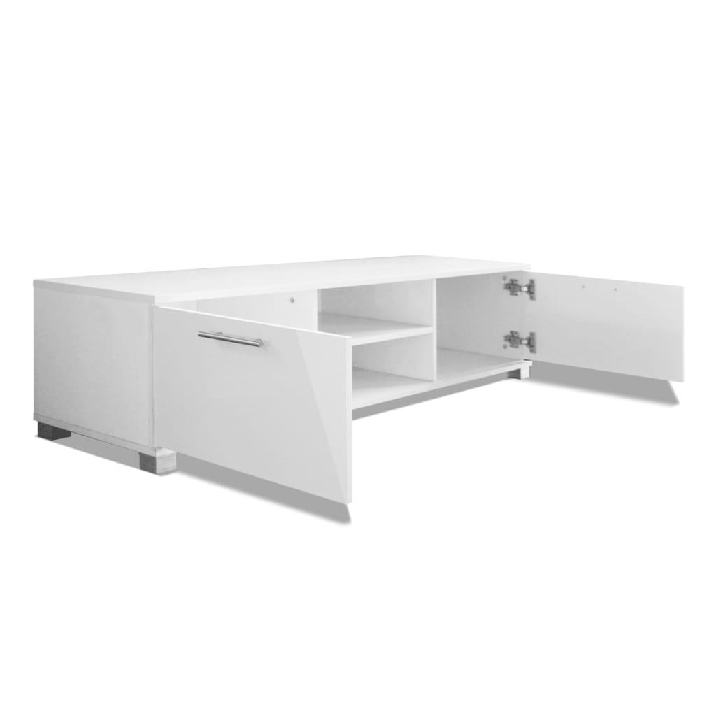 Mobile TV Bianco Laccato Lucido 120x40,3x34,7 cm - homemem39