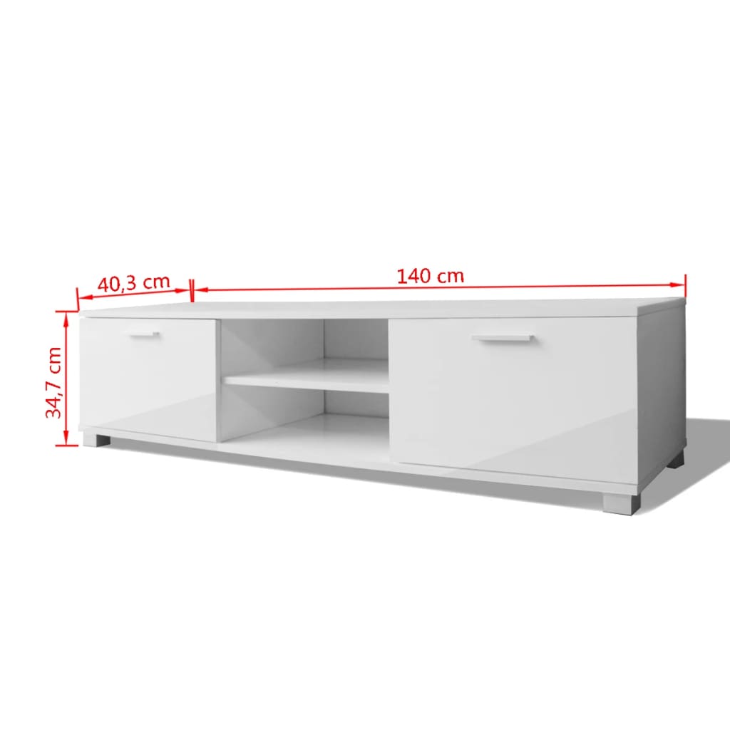 Mobile TV Bianco Laccato Lucido 120x40,3x34,7 cm - homemem39