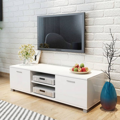 Mobile TV Bianco Laccato Lucido 120x40,3x34,7 cm - homemem39