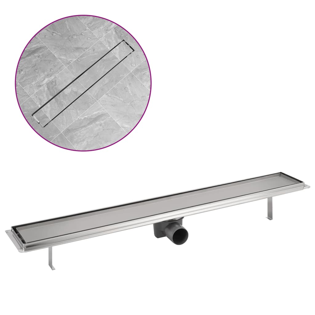 Canaletta di Drenaggio Lineare per Doccia 830x140 mm Acciaio Inox - homemem39