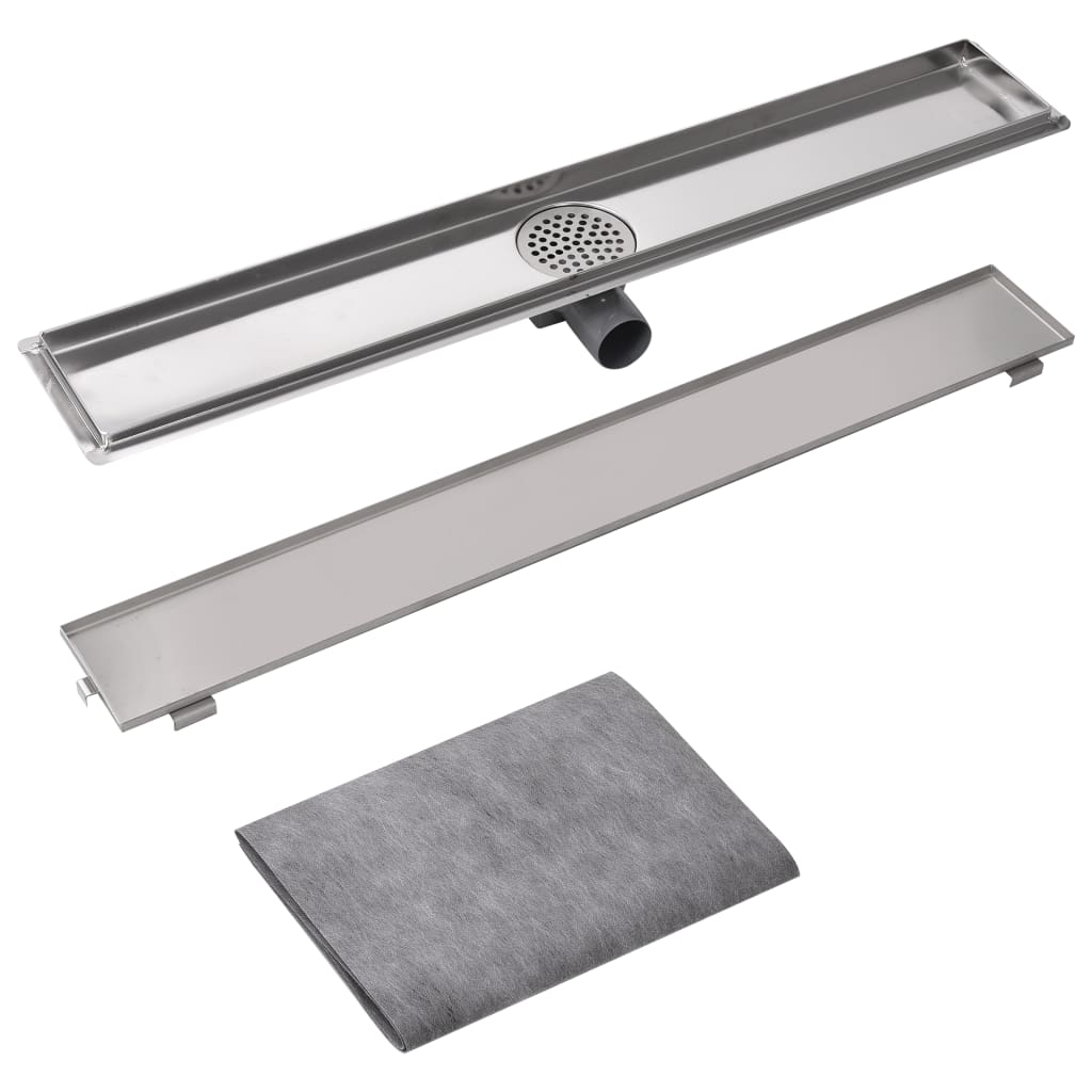 Canaletta di Drenaggio Lineare per Doccia 830x140 mm Acciaio Inox - homemem39