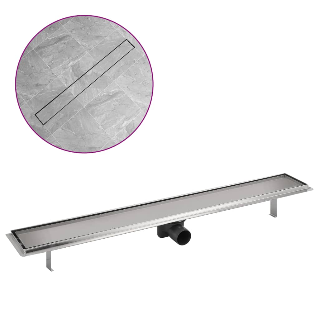 Canaletta Drenaggio per Doccia Lineare 930x140 mm Acciaio Inox - homemem39