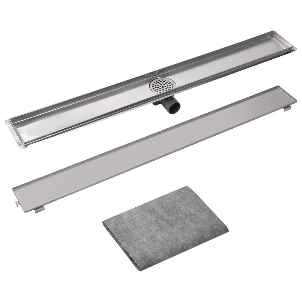 Canaletta Drenaggio per Doccia Doppia 1030x140 mm Acciaio Inox - homemem39