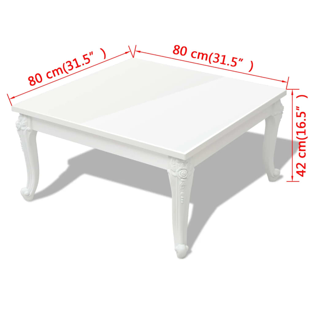 Tavolino da Salotto 80x80x42 cm Lucido Bianco - homemem39
