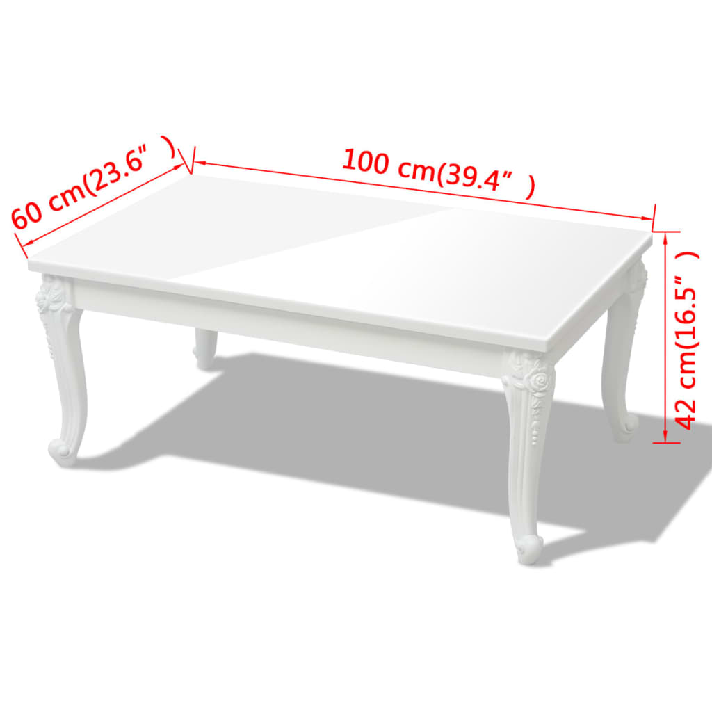 Tavolino da Salotto 100x60x42 cm Bianco Lucido - homemem39