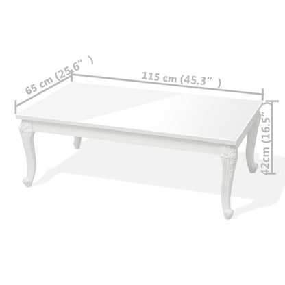 Tavolino da Caffè 115x65x42 cm Bianco Lucido - homemem39
