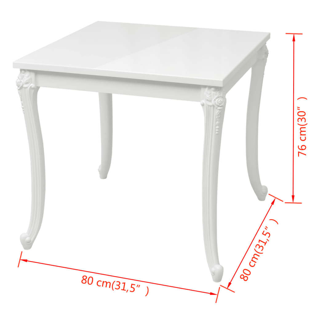 Tavolo da Pranzo 80x80x76 cm Bianco Lucido - homemem39