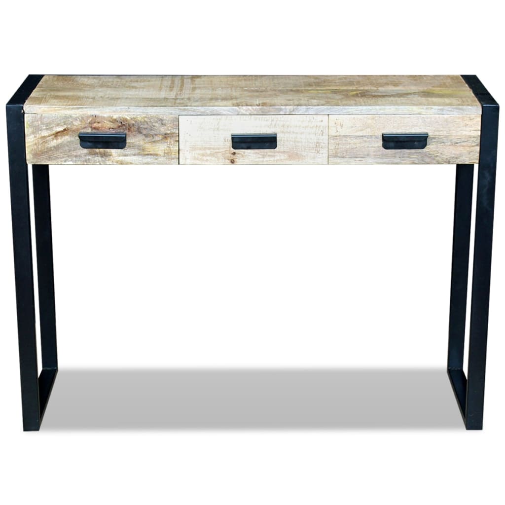 Consolle con 3 Cassetti in Legno Massello di Mango 110x35x78 cm - homemem39