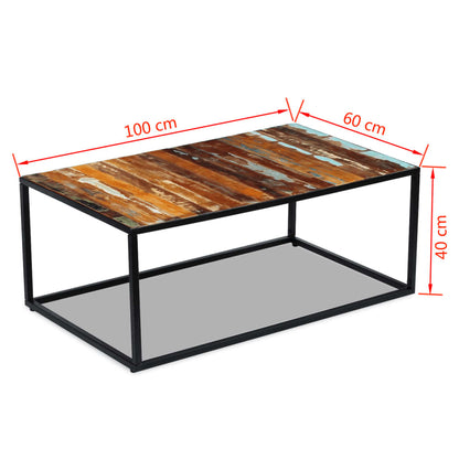 Tavolino da Caffè in Legno Massello Recuperato 100x60x40 cm - homemem39