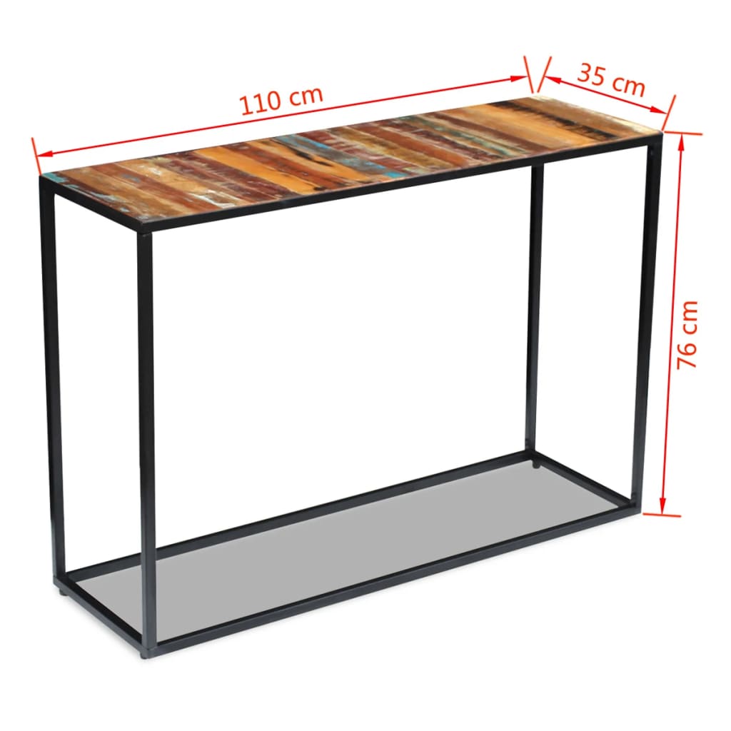 Consolle in Legno Massello Recuperato 110x35x76 cm - homemem39