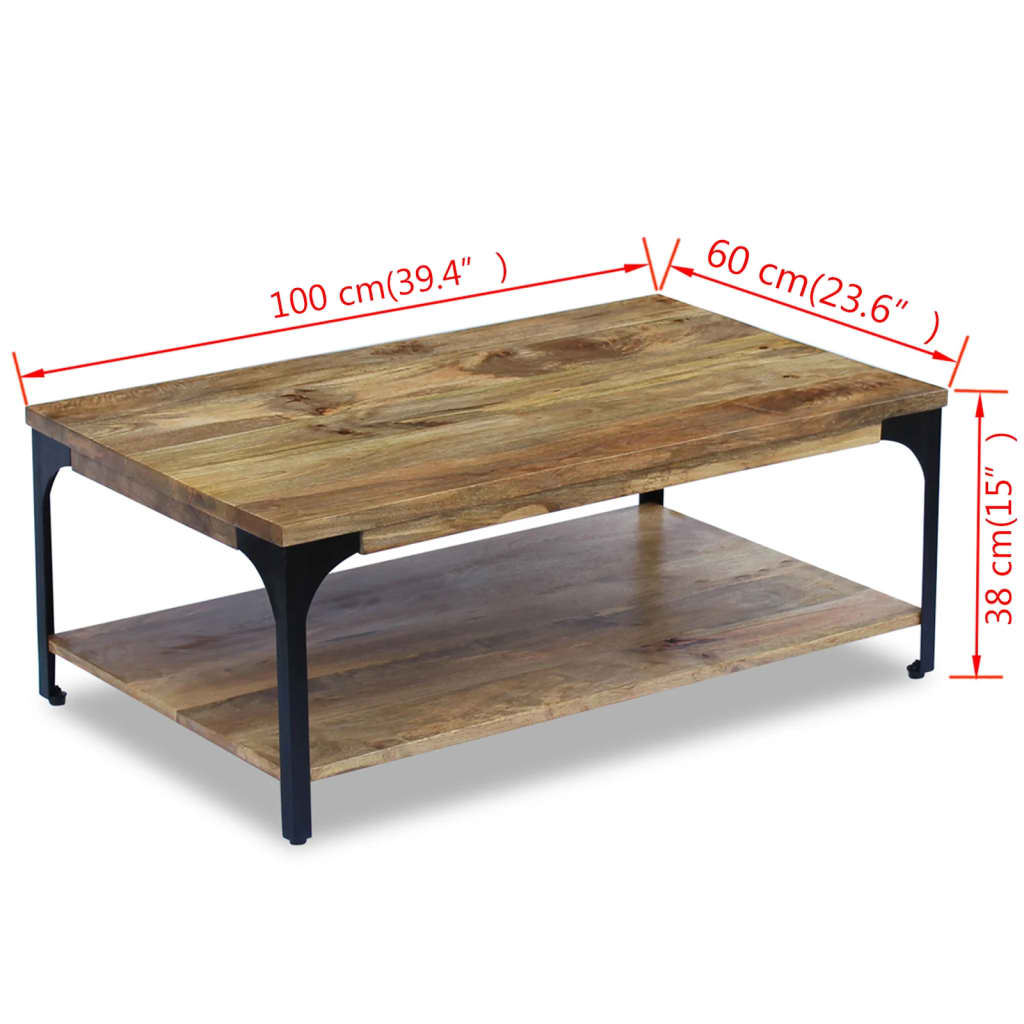 Tavolino da Caffè in Legno di Mango 100x60x38 cm - homemem39