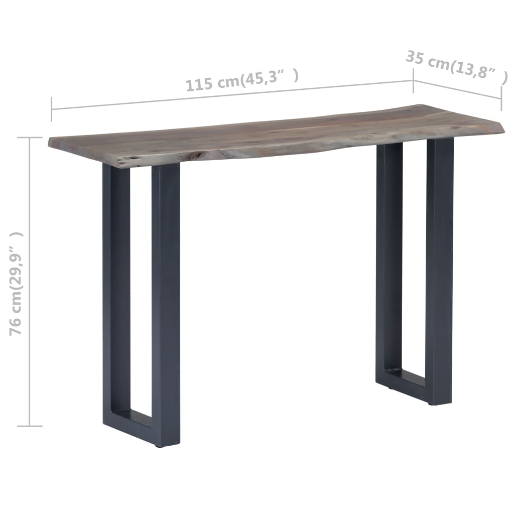 Tavolo Consolle Grigio 115x35x76 cm Massello d'Acacia e Ferro - homemem39