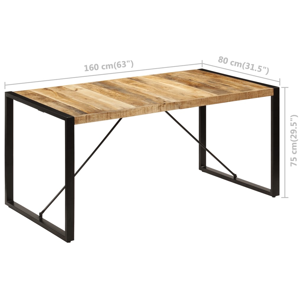 Tavolo da Pranzo 160x80x75 cm in Legno Massello di Mango - homemem39