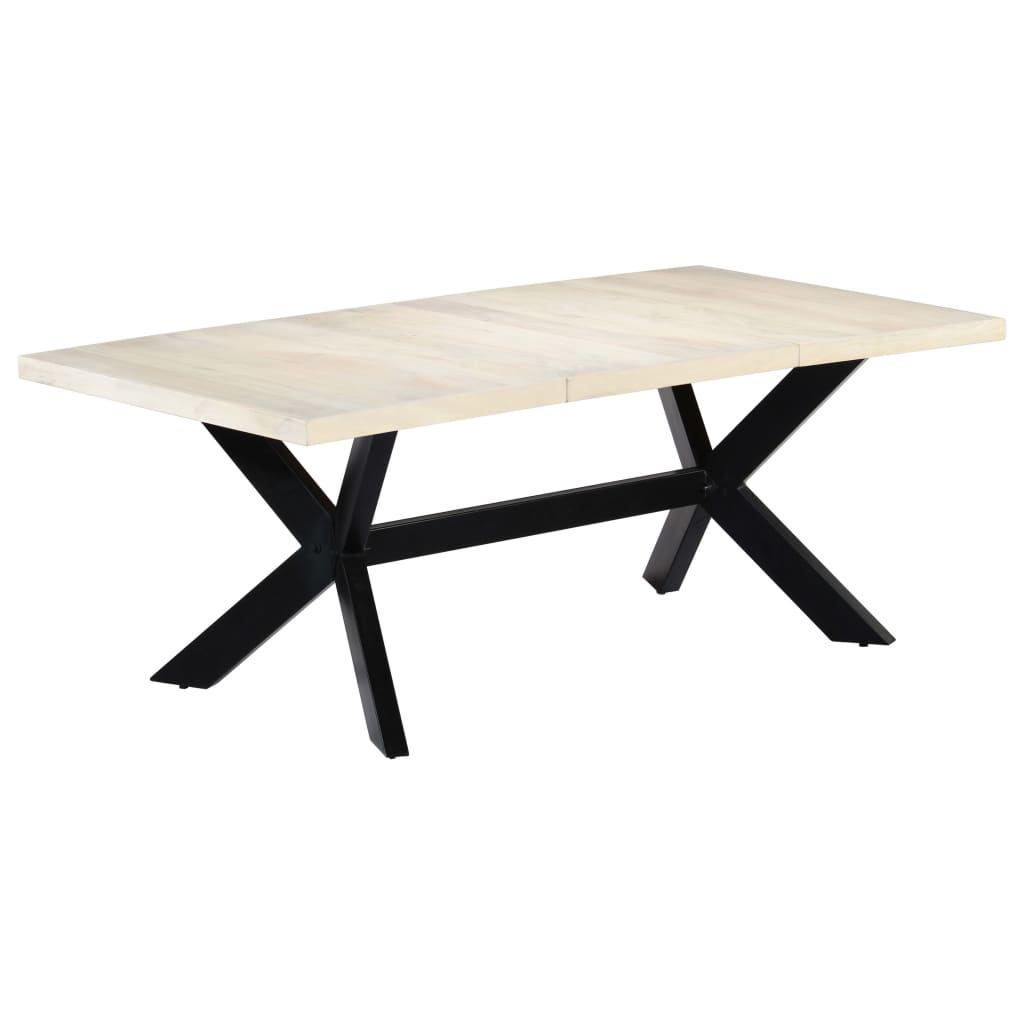 Tavolo da Pranzo Bianco 200x100x75 cm Legno Massello di Mango - homemem39