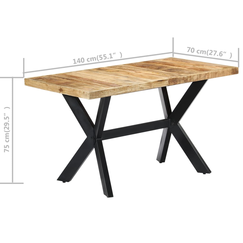 Tavolo da Pranzo 140x70x75 cm in Legno Massello di Mango Grezzo - homemem39