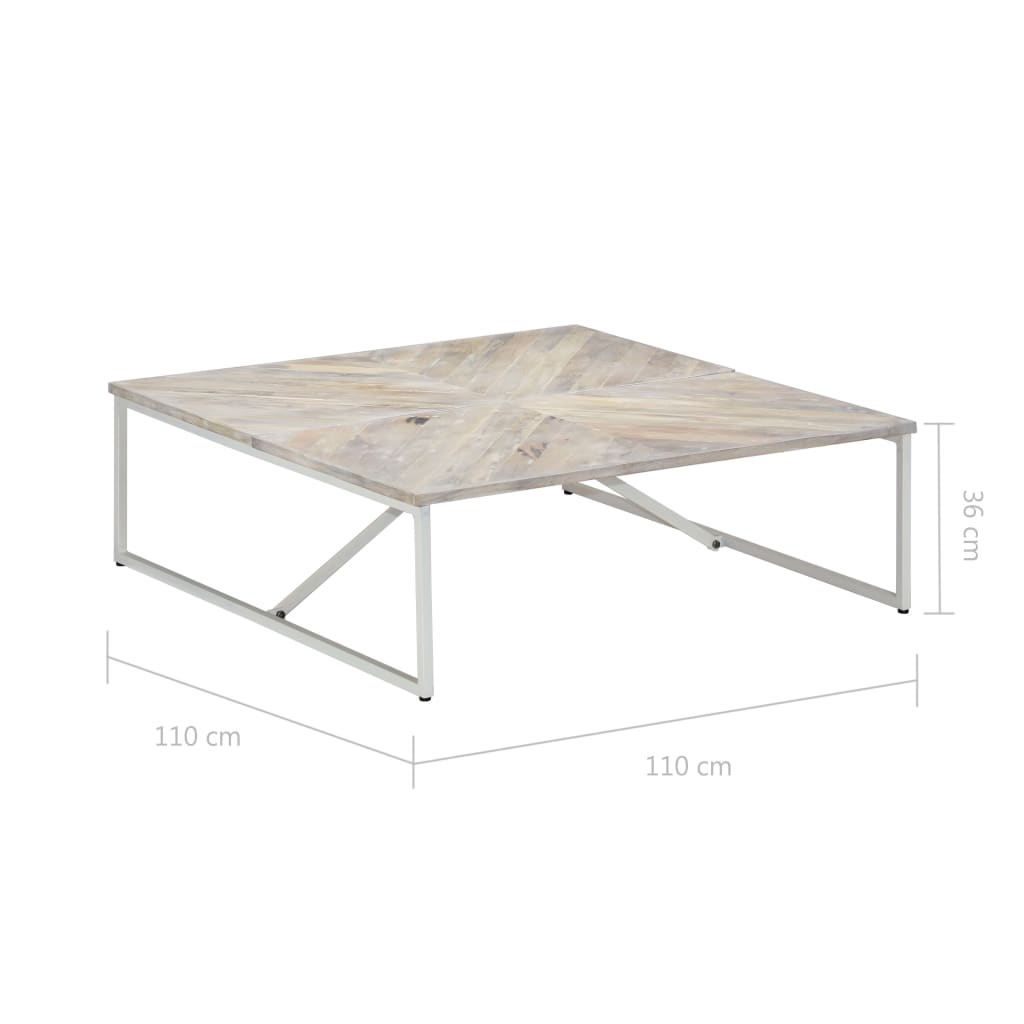 Tavolino da Caffè 110x110x36 cm in Legno Massello di Mango - homemem39