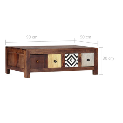 Tavolino da Caffè 90x50x30 cm in Legno Massello di Sheesham - homemem39