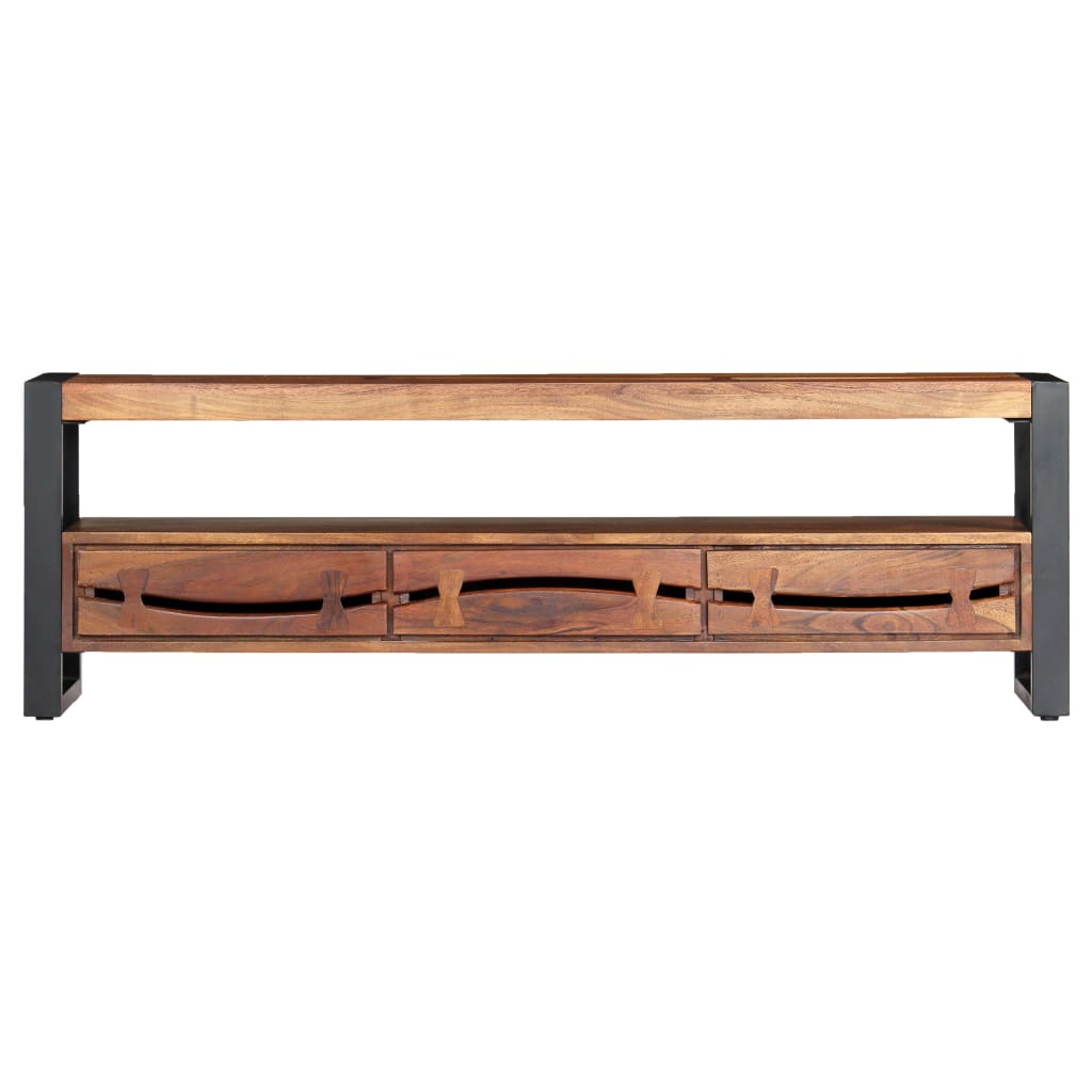 Mobile Porta TV 140x30x45 cm in Legno Massello di Acacia - homemem39