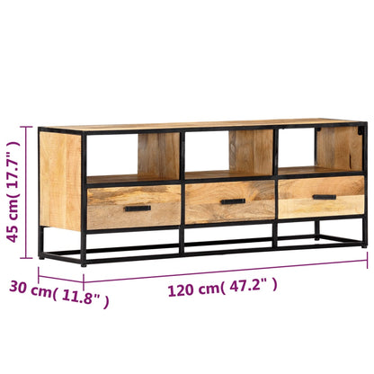 Mobile Porta TV 120x30x45 cm in Legno Massello di Mango - homemem39