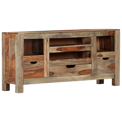 Credenza Grigia 100x30x50 cm in Legno Massello di Sheesham - homemem39