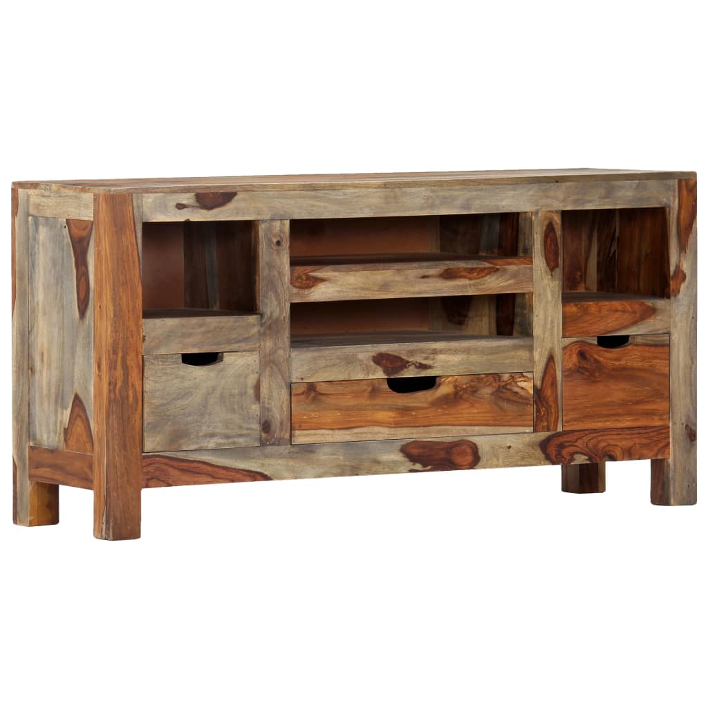 Credenza Grigia 100x30x50 cm in Legno Massello di Sheesham - homemem39